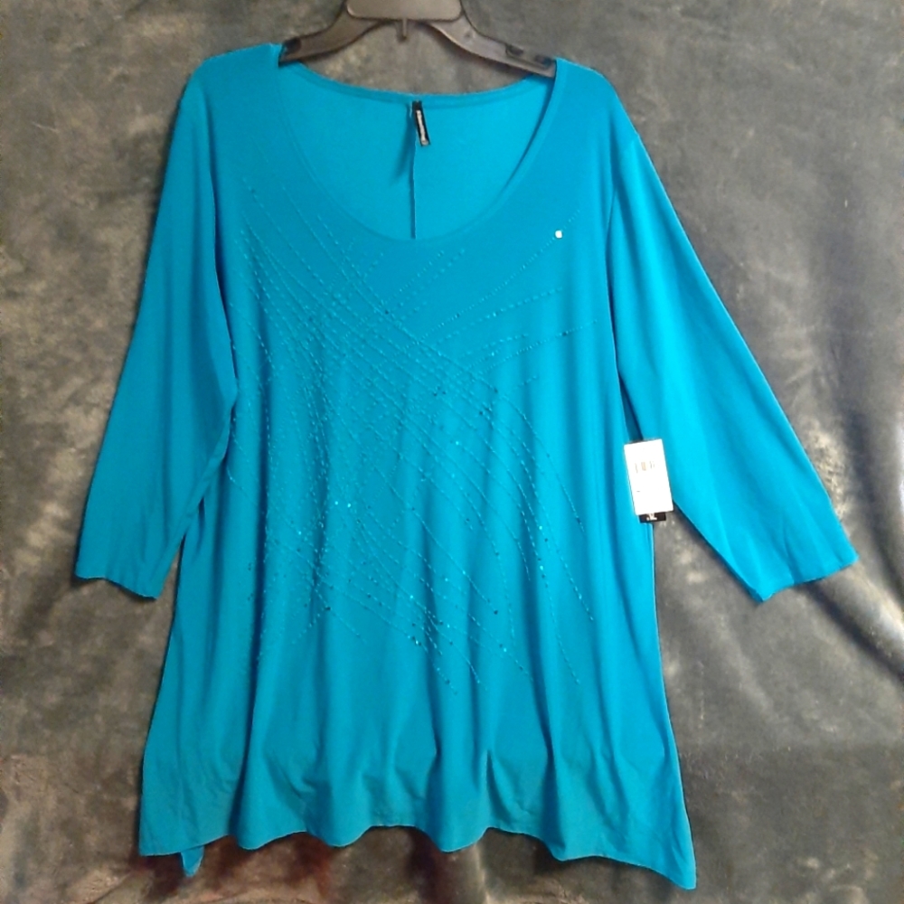 Bleecker & McDougal Blouse, 3/4 Sleeve,Color Blue, Size 2X